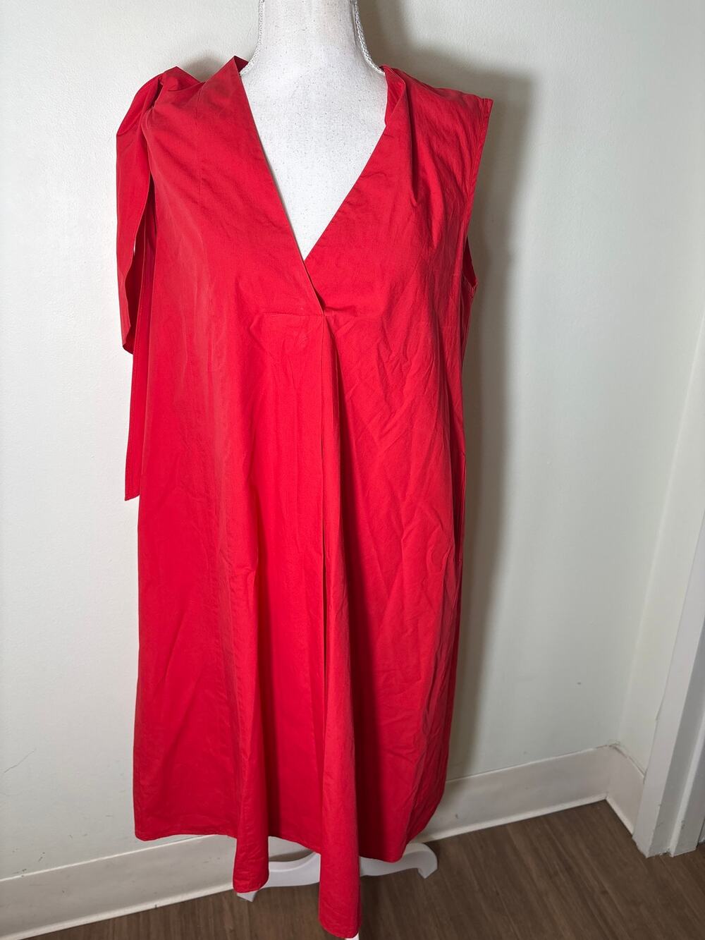 Psophia Vazquez de Castro Red Sleeveless V-Neck Cotton Sz XS